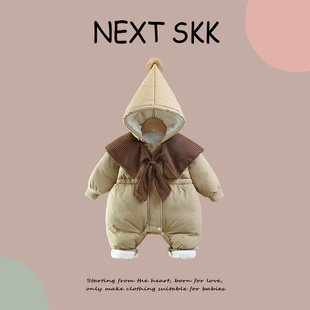 英国NEXT 加厚女宝宝外出抱衣新年衣服 SKK婴儿羽绒棉服连体衣冬装