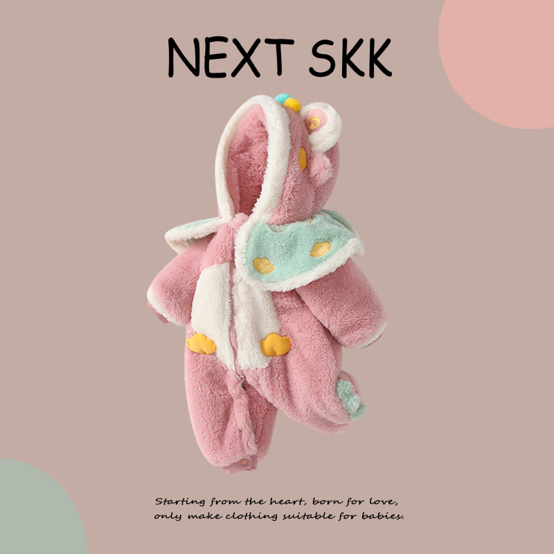英国NEXT SKK婴幼儿外出服保暖连体衣可爱加厚冬装女宝宝洋气爬服