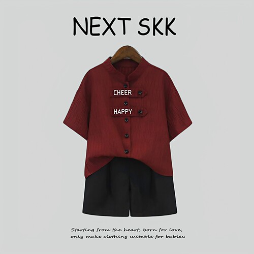 英国NEXT SKK男童夏季国风套装短袖衬衫周岁礼服花童小主持演出服