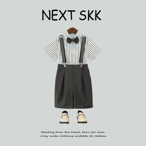 英国NEXT SKK男童英伦背带裤套装花童主持演出礼服周岁生日小西服