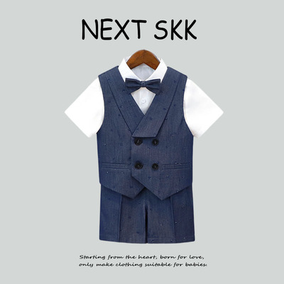 英国NEXT SKK儿童西装花童周岁礼服男童马甲背带裤套装绅士演出服
