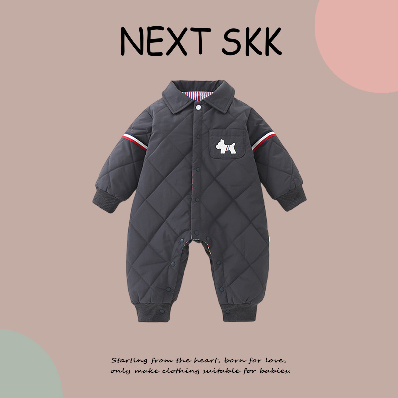 英国NEXT SKK秋冬季男宝宝外出服保暖夹棉连体衣婴儿加厚抱衣爬服