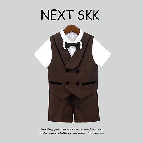 英国NEXT SKK儿童夏季马甲套装男童钢琴小西装礼服花童周岁演出服