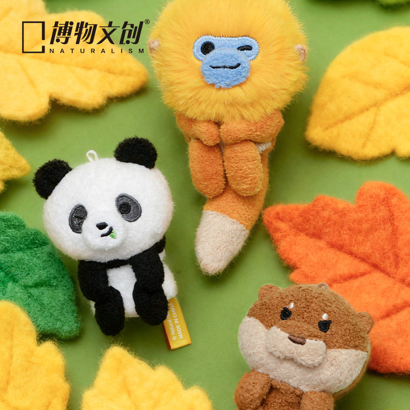 中国国家地理博物文创掌上动物园水獭熊猫金丝猴毛绒指偶玩偶挂件