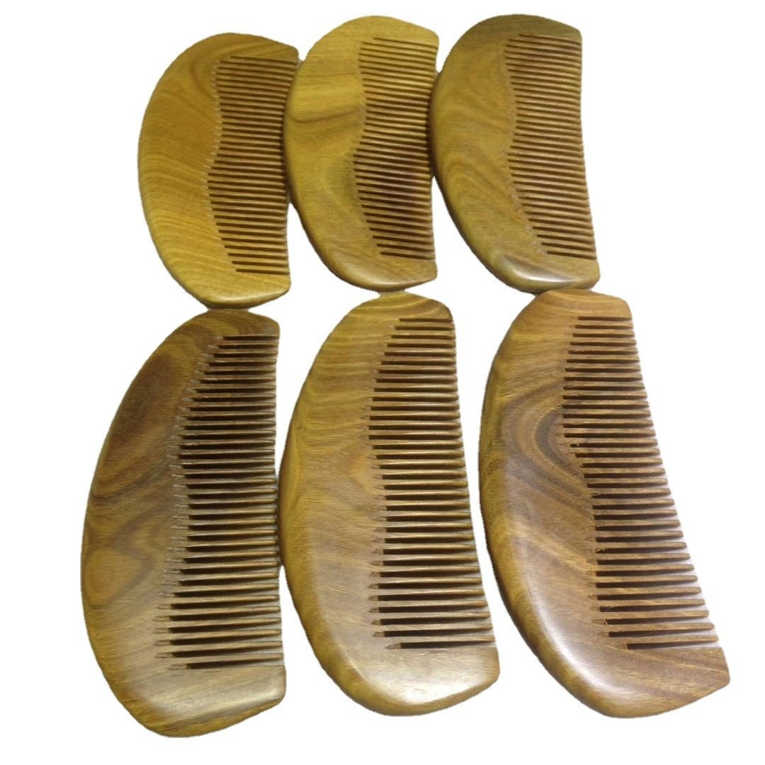 厂家 绿檀木梳子檀香木女生 双面可雕刻梳子刻字定制礼品