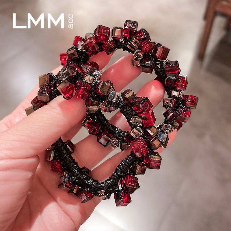 女高级感耐用粗发绳高弹力新款轻奢韩版黑红色水晶发圈扎丸子头绳,饰品/流行首饰/时尚饰品新,发饰,淘宝优惠券,粉丝福利购,淘宝优惠卷