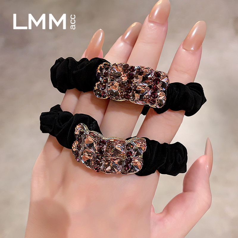 新款盘发马尾头绳韩版高端粉紫色镶钻发圈女精致百搭扎丸子头皮筋,饰品/流行首饰/时尚饰品新,发饰,淘宝优惠券,粉丝福利购,淘宝优惠卷