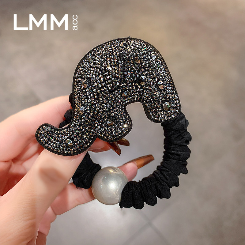 高级感珍珠扎丸子头绳皮筋新款高弹力发绳韩版百搭镶钻大象发圈女