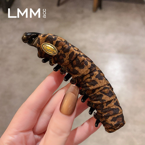 秋冬高级感豹纹高马尾香蕉夹