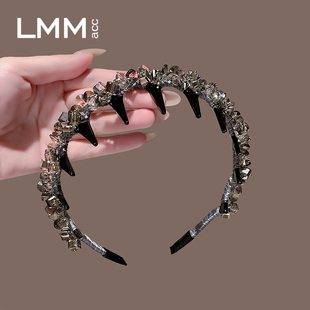韩国精致串珠带齿高颅顶发箍高级感洋气带钻头箍新款 女士水晶发箍