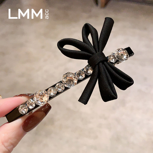 轻奢蝴蝶结镶钻水晶弹簧发夹