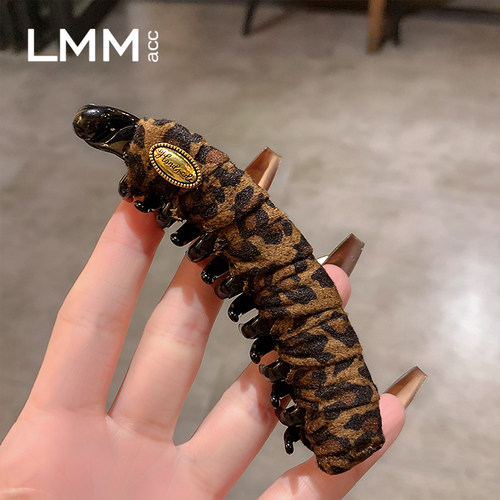 秋冬高级感豹纹高马尾香蕉夹