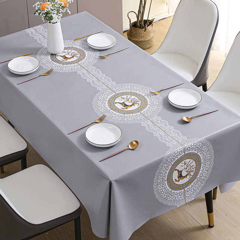 桌布防水防油防烫免洗pvc家用长方形轻奢高级感餐桌布茶几台布