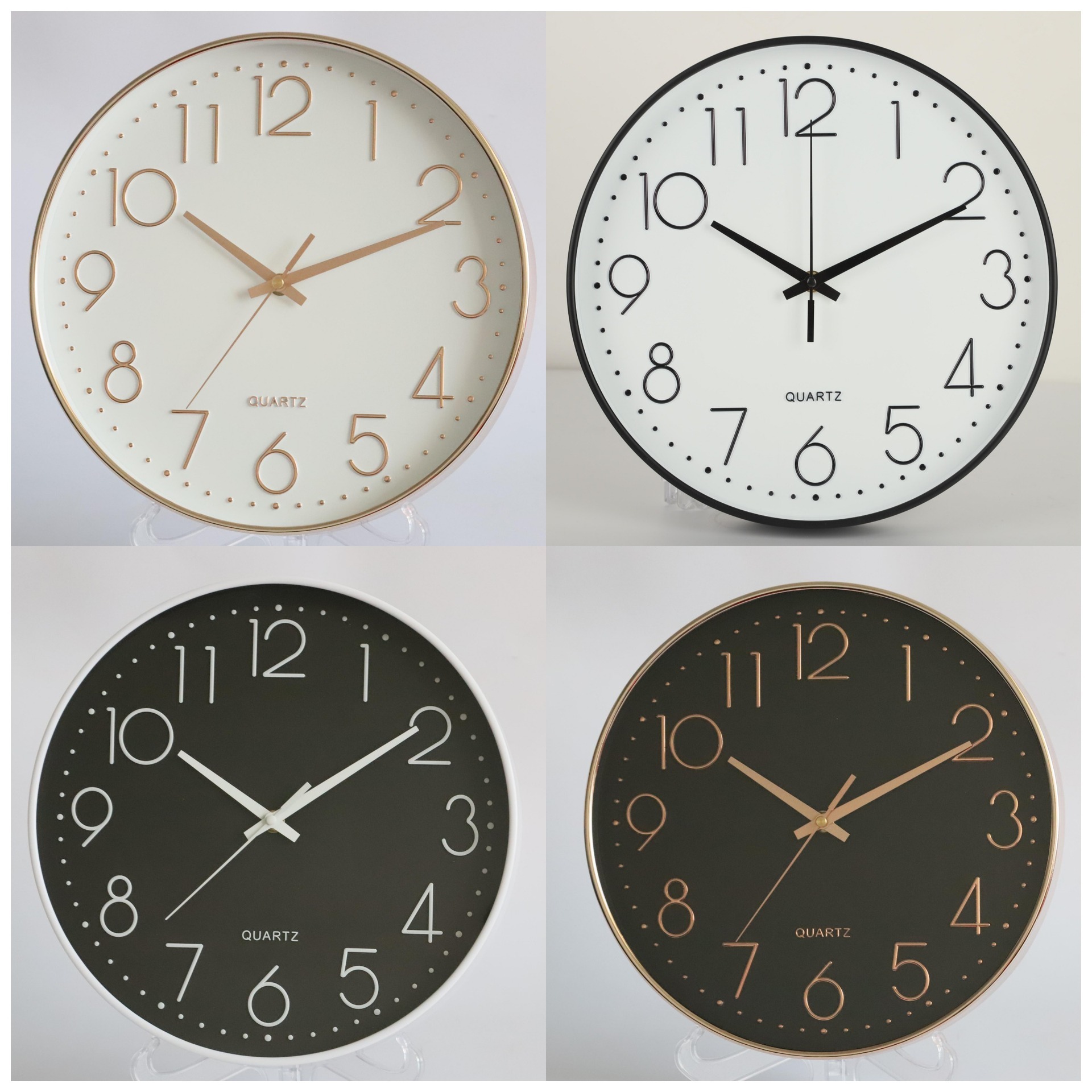 12英寸30CM静音挂钟时尚家用客厅立体数字简约钟表wall clock