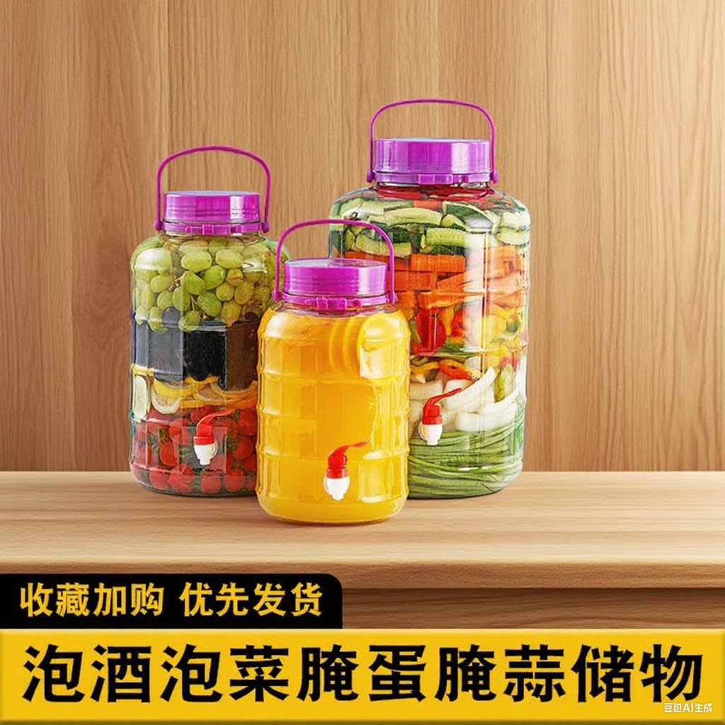 代玻璃密封罐玻璃米缸收纳瓶密封加厚腌菜泡菜坛子青梅酒泡酒瓶