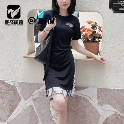 FILA斐乐正黑舒适针织短袖连衣裙