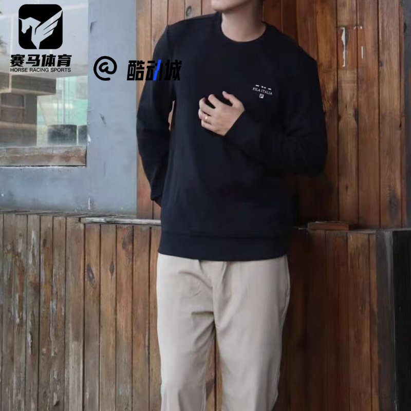FILA斐乐传奇蓝男子时尚简约休闲运动圆领套头卫衣F11M548217FNV