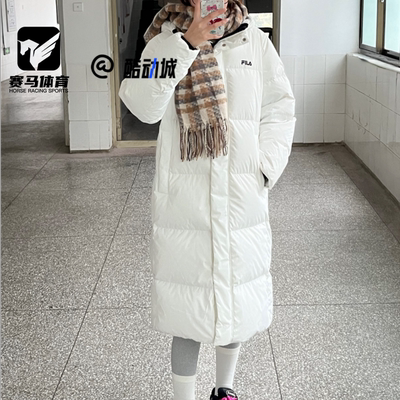 FILA白色男女保暖连帽羽绒服