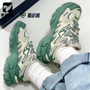FILA斐乐蕨草鞋绿色女子厚底增高老爹鞋运动休闲鞋F12W441119FOM