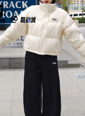 FILA斐乐 ORIGINALE 水乳白女子立领防风保暖羽绒服F51W349901FIV