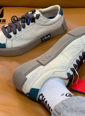 FILA斐乐POP米白蓝男子舒适百搭透气板鞋运动休闲鞋T12M218204FAS