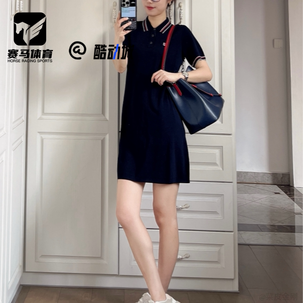 FILA斐乐TENNIS宝蓝女子运动休闲网球短袖连衣裙A11W523325F-NV