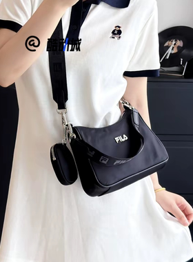 FILA斐乐黑色女子时尚二合一腋下包运动斜挎手提包A53W121102FBK