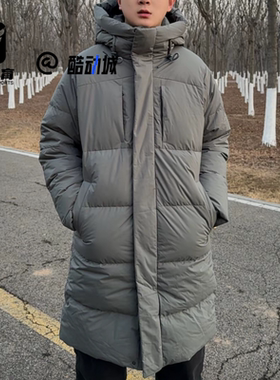 KOLON SPORT可隆灰色男女连帽保暖运动休闲长款羽绒服TLJDW24671