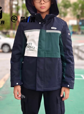 FILA斐乐PERFORMANCE蓝绿儿童防风保暖2件套羽绒服K12B543923F-NV