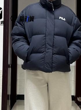 FILA斐乐Lifestyle黑色女防风保暖运动休闲羽绒服F51W449904FBK