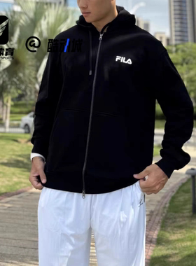 FILA斐乐 ORIGINALE黑色男女经典百搭休闲针织卫衣F51U539501F-BK