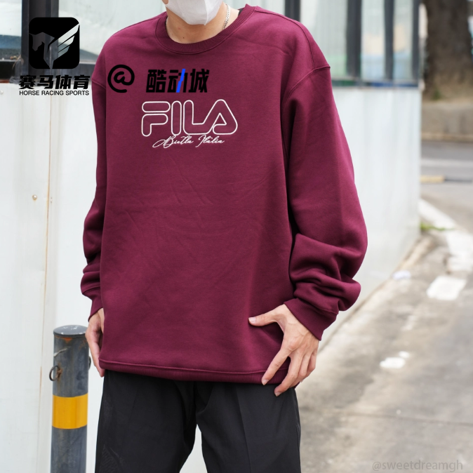 FILA男子美式复古加绒卫衣