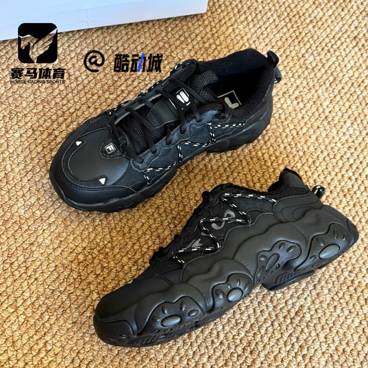 斐乐猫爪6黑色增高加绒老爹鞋
