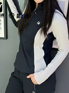 FILA斐乐Fitness深黑女子户外运动休闲舒适长袖T恤A11W541205FBK