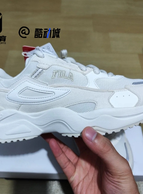 FILA斐乐月牙鞋白色女子百搭耐磨老爹鞋运动休闲鞋F12W242121FMT