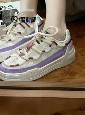 FILA斐乐Salto白紫女子运动休闲鞋板鞋复古篮球鞋F12W141225FSV