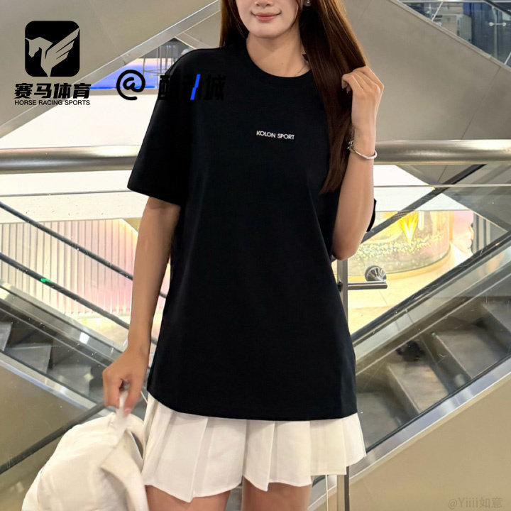 可隆黑色男女速干针织圆领T恤