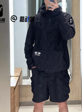 Salomon萨洛蒙黑色男子舒适百搭防风运动休闲连帽夹克外套C28046