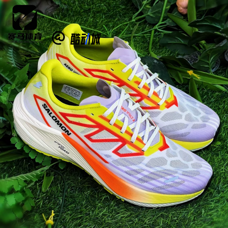SALOMON萨洛蒙Aero Volt男子黄绿色舒适减震耐磨透气跑步鞋474276