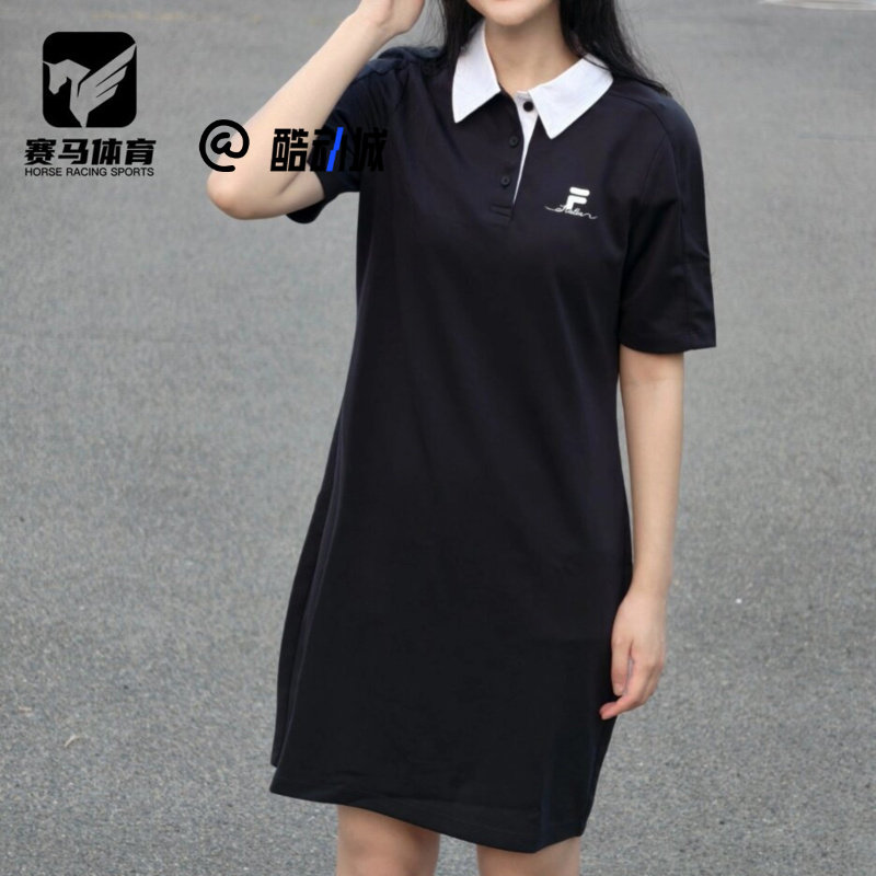 斐乐女子针织短袖POLO连衣裙