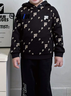 FILA斐乐 ORIGINALE传奇蓝青少年保暖加绒连帽卫衣K11B441224P-NV