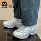 FILA斐乐鱼刺3代白灰女子厚底增高运动休闲鞋 老爹鞋 F12W411105FSW