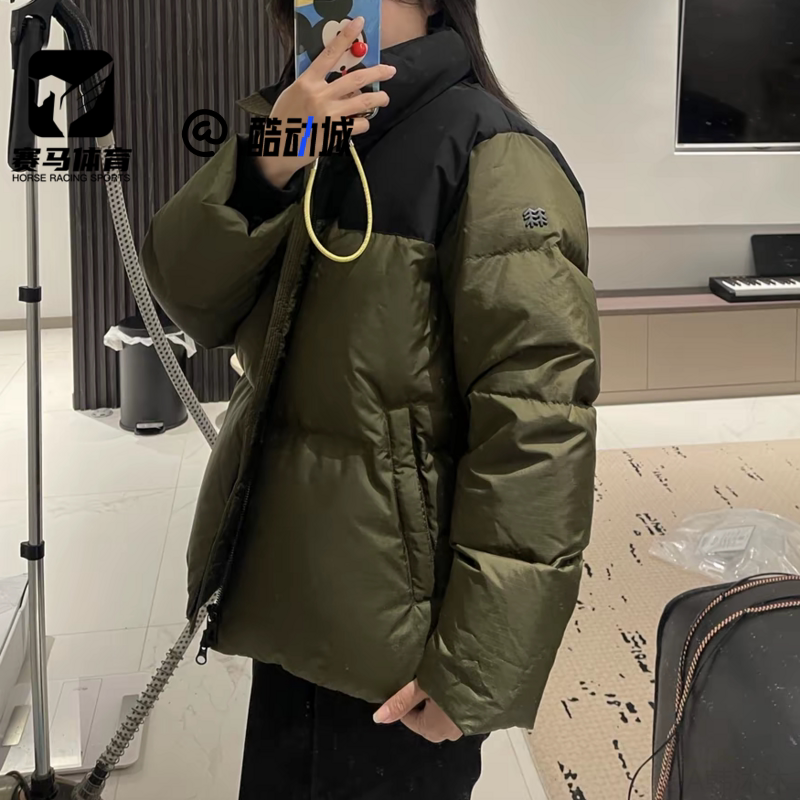 可隆绿色立领加厚保暖羽绒服外套