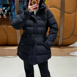 KOLON SPORT可隆黑色女士可脱卸帽保暖中长款羽绒服TVJDW25612