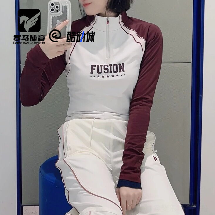 斐乐UNIFORM女子拼色修身长袖T恤