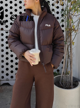FILA斐乐 ORIGINALE深岩褐女子保暖时尚立领羽绒服F51W549902F-BN