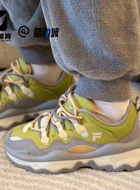 FILA斐乐QD96 星峦灰绿女子舒适复古低帮休闲老爹鞋T12W241201FPN