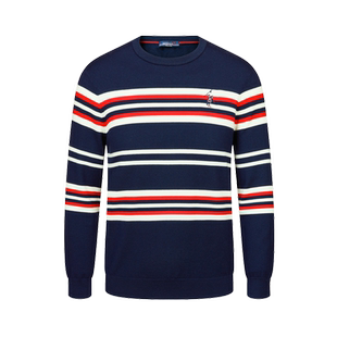 SMITHPOLOV斯密特保罗撞色条纹羊毛衫男春季新款毛衣打底衫