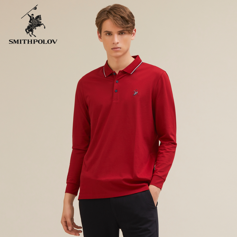 斯密特保罗薄款美式长袖POLO衫