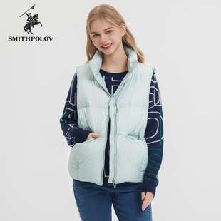 SMITHPOLOV斯密特保罗秋冬女士马甲背心立领无袖羽绒服加厚外穿